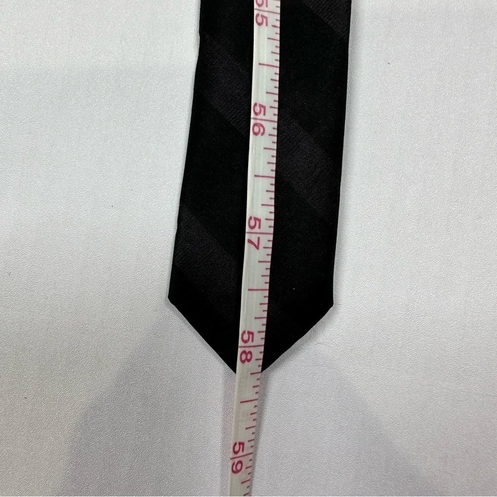 BLACK BROWN 1826 Black Striped Silk Tie